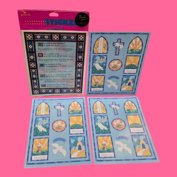 1990 Rare Hallmark Religious Christian Stickers Psalm Scriptures & Easter Cross - Picture 10 of 10